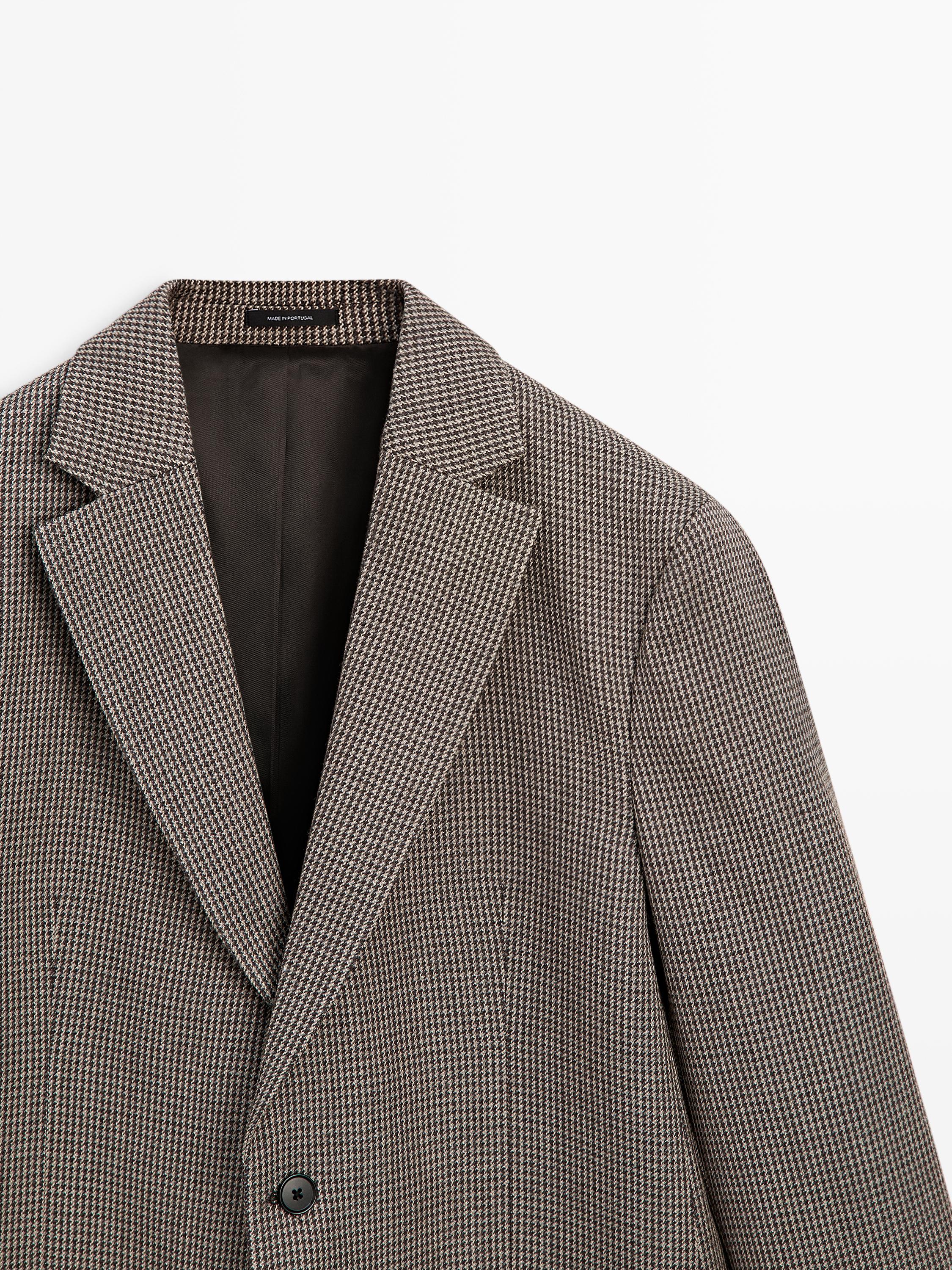 Wool blend houndstooth blazer
